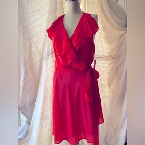 Charming Charlie Women’s Coral Floral Wrap Dress Size Large